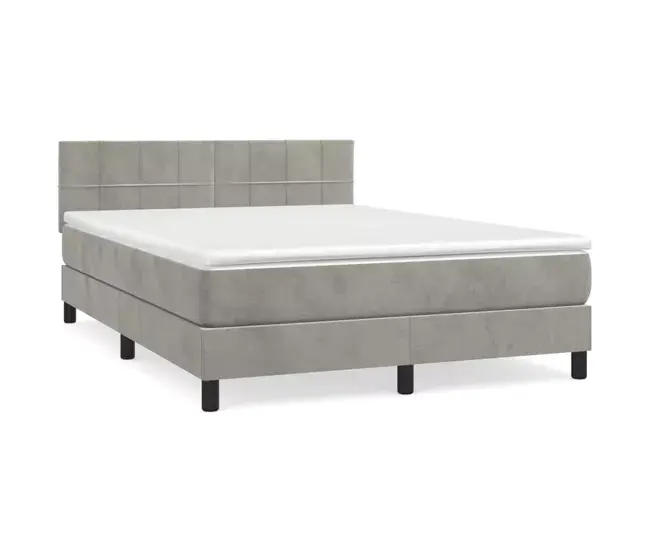 Cama box spring con colchón terciopelo verde negro 140x200 cm Bloques con cuadros