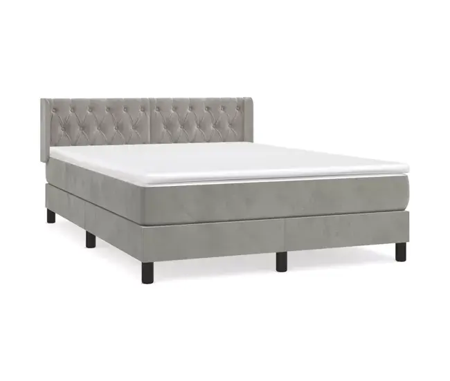 Cama box spring con colchón terciopelo negro 140x190 cm Diseño de botones para Niños