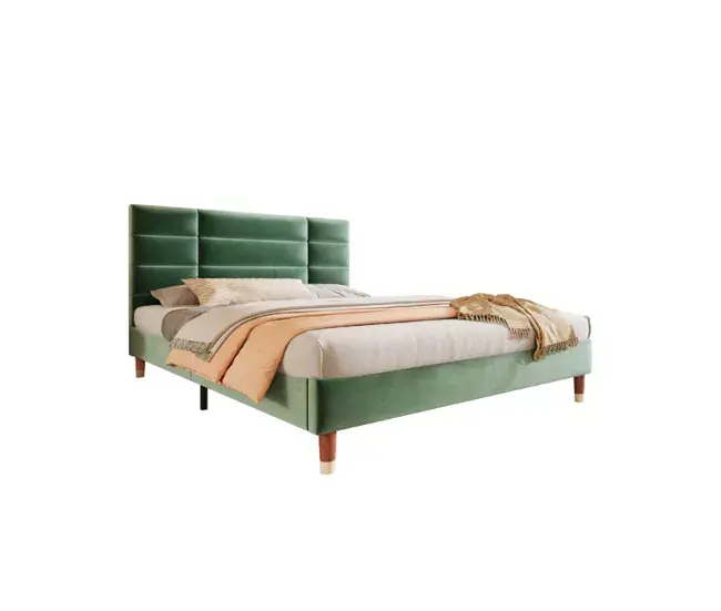 Cama de matrimonio de terciopelo 140x200cm,incluye colchón,verde Tamaño Queen Size