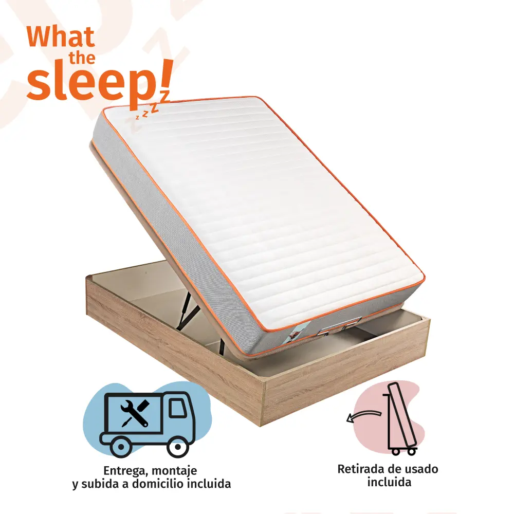 Inflable de Doble Capa Pack colchón muelles ensacado y canapé sin procesar 135x190cm|what sleep
