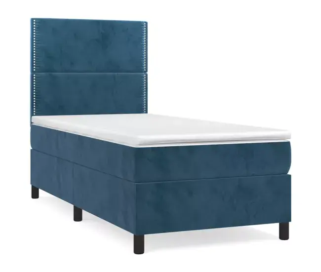 Cama box spring con colchón tercipelo negro 90x190 cm Liso con clavos
