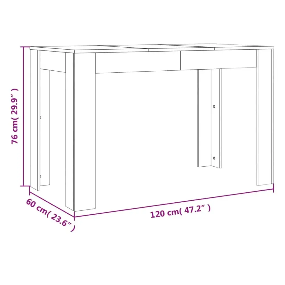 Mesa de comedor Nelva roble negro 76x120x60 cm