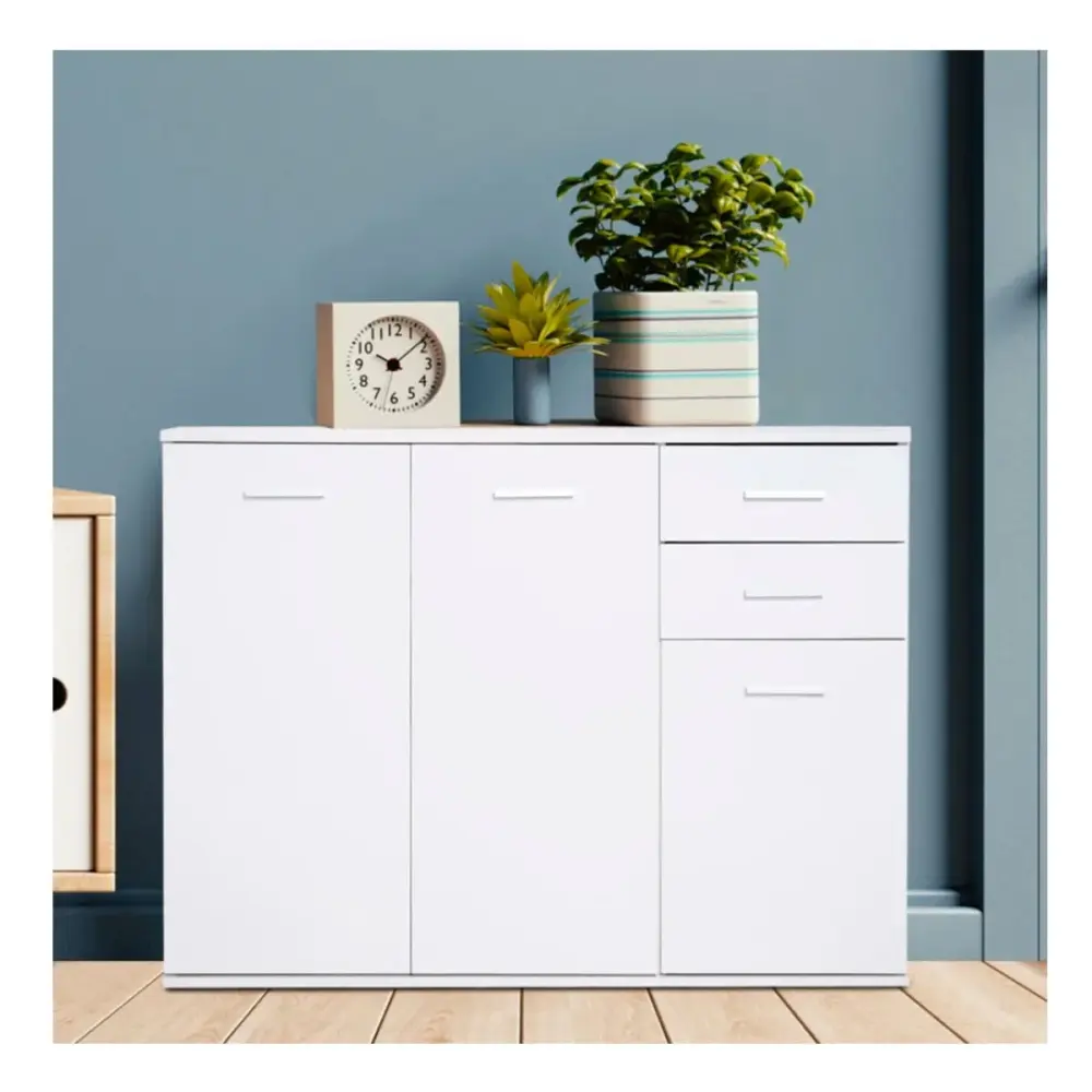 Armario auxiliar Homcom 3 armarios + 2 cajones blanco 76x106x35 cm