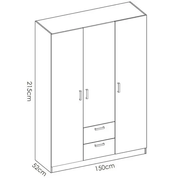 Armario Maxi 3 puertas+2 cajones 215x150x52 cm