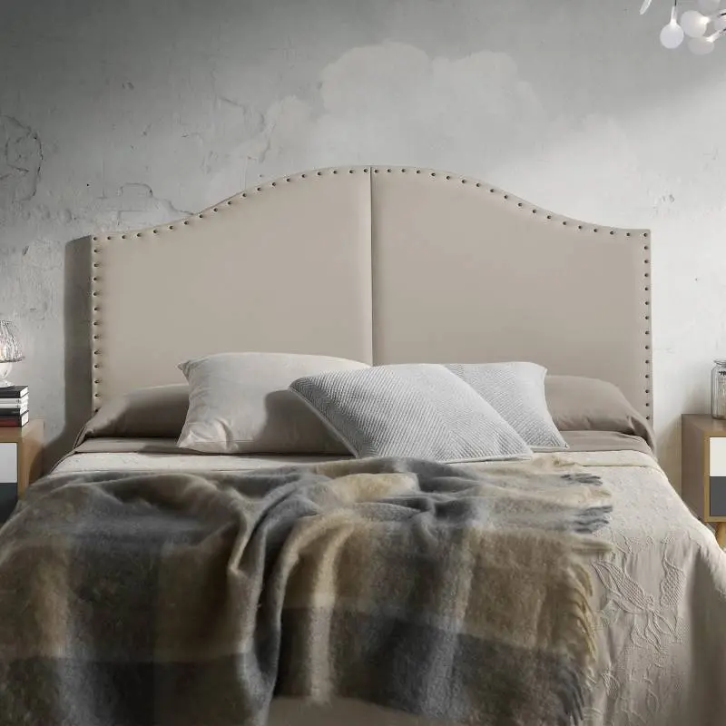 Cabecero partido tapizado lyon 160x95 con tachuelas taupe con Cajones con Correderas Suaves