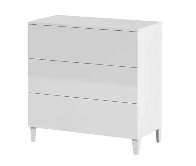Cómoda 3 cajones Loft Blanco Brillo 76x80x40 cm | Espacioso | Organizado
