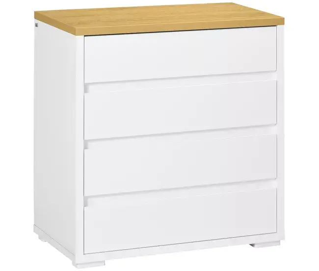 HOMCOM Cómoda Moderna con 4 Cajones Mueble Cajonera de Madera para Dormitorio Salón Habitación Carga 40 kg 70x37x75 cm ...