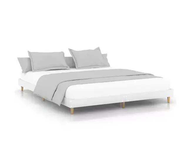 Cabeceira Tapizada Estructura de cama madera contrachapada blanca 140x200 cm