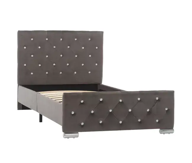 Cama Nido Estructura de cama de terciopelo gris 90x200 cm