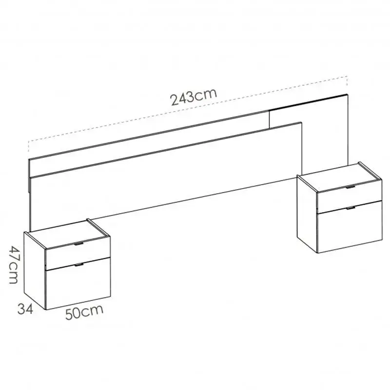 Composición de dormitorio Alice 1 blanco/madera sin aditivos