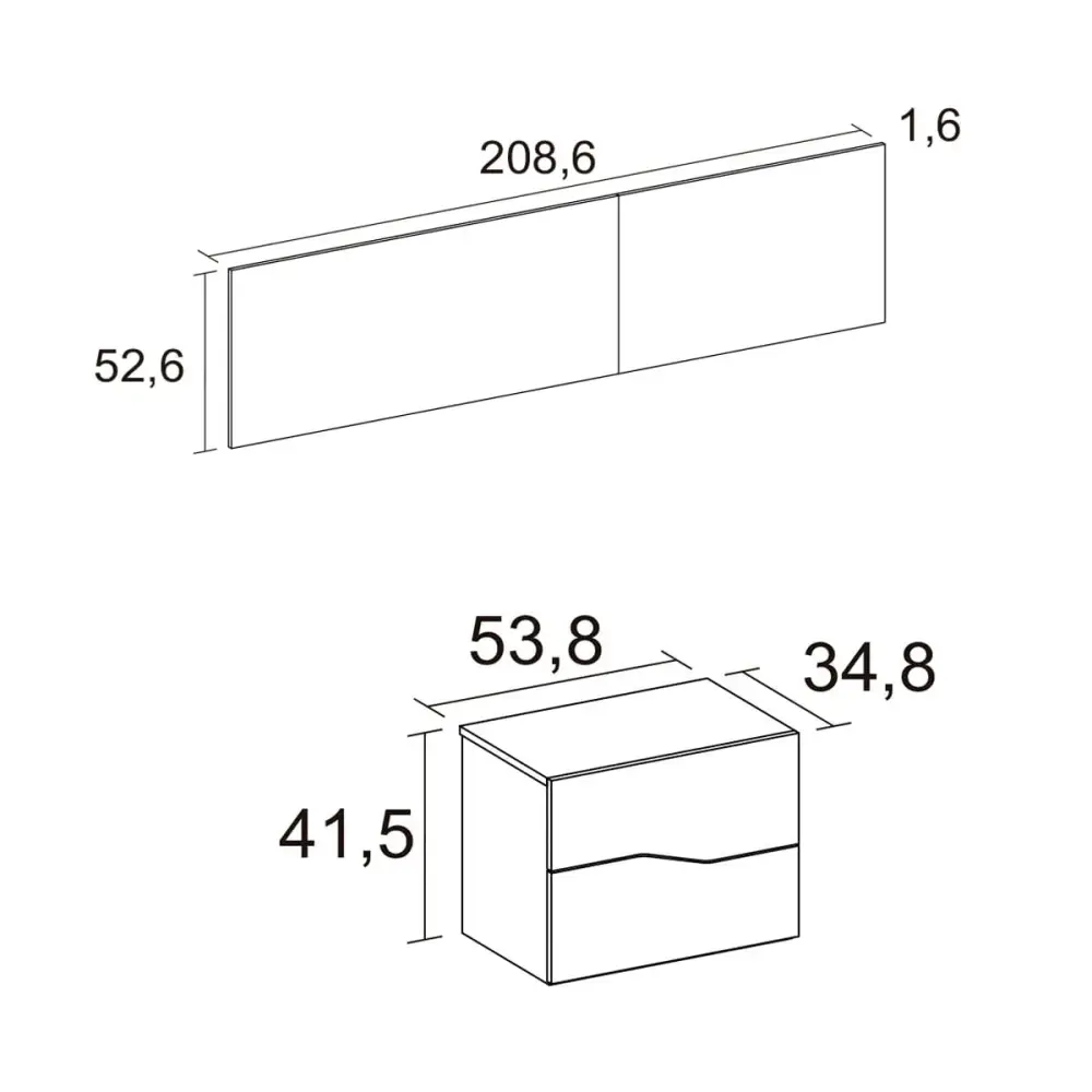 Composición de dormitorio Nuevo Couple KDO-024 blanco mate/Sahara con Luz LED Integrada