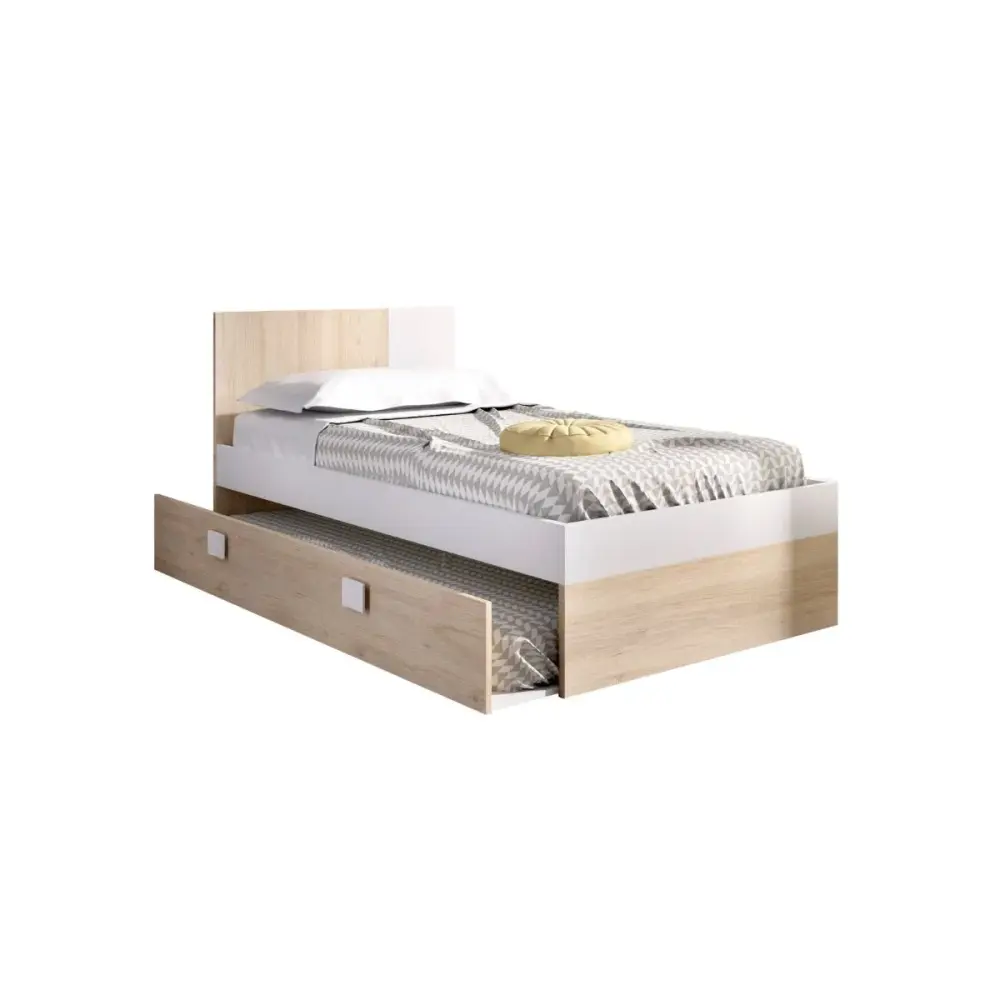 Mesita de Maquillaje Conjunto de dormitorio Dina Pack 6 armario + cómoda + mesita + cama blanco/natural