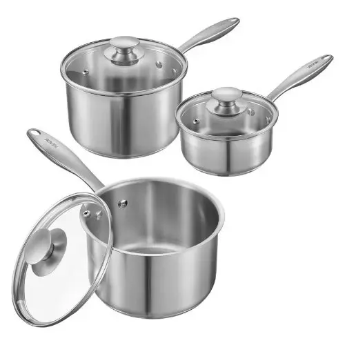 1 QT & 2 QT & 3 QT tainless Metal Saucepan Set Oven Dishwasher Induction Cooker