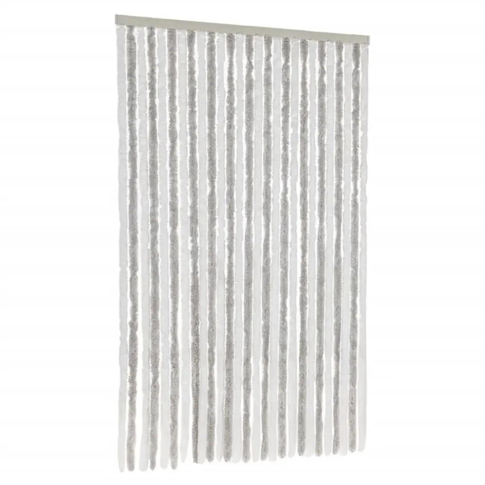 vidaXL cortina antimoscas chenilla gris nítido y blanco 118x220 cm