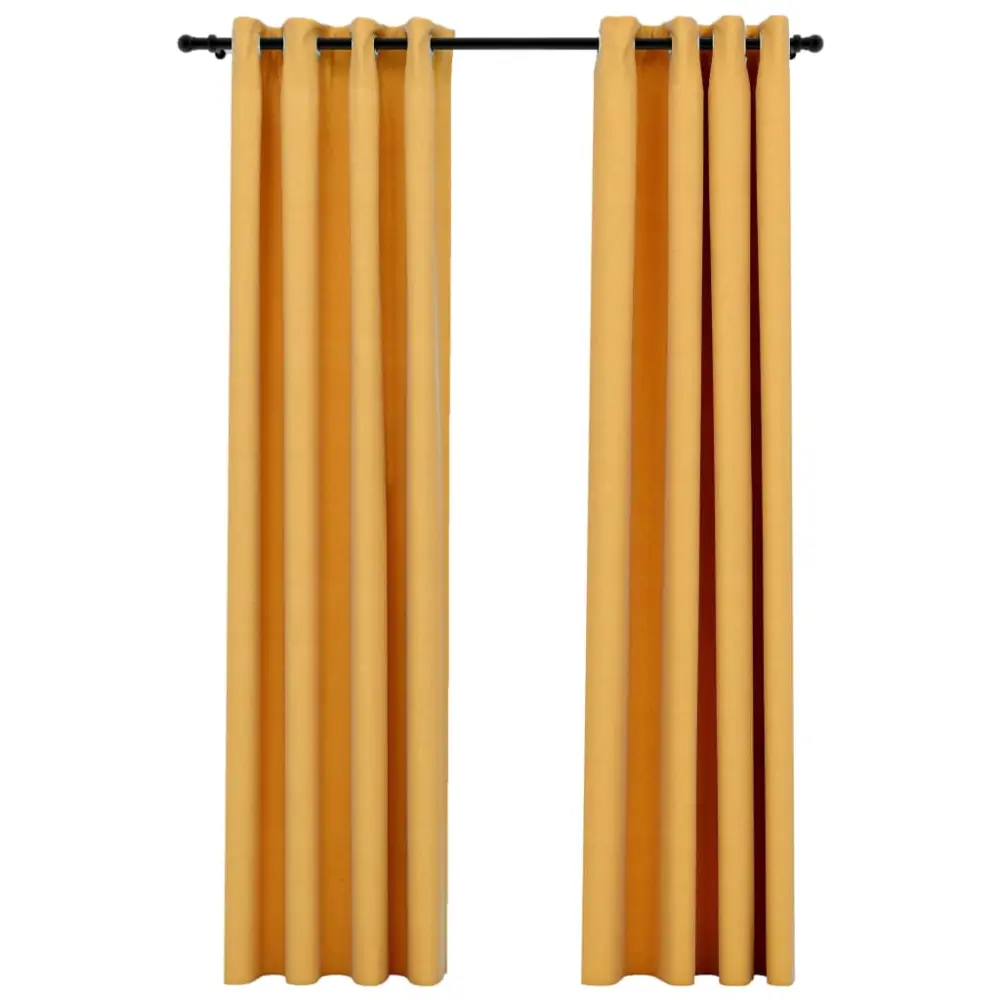 vidaXL cortinas opacas con ojales look lino 2 pzas amarillo 140x225 cm para Dormitorio