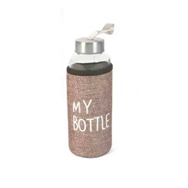 Botella cristal con funda My cup 400 ml color marrón