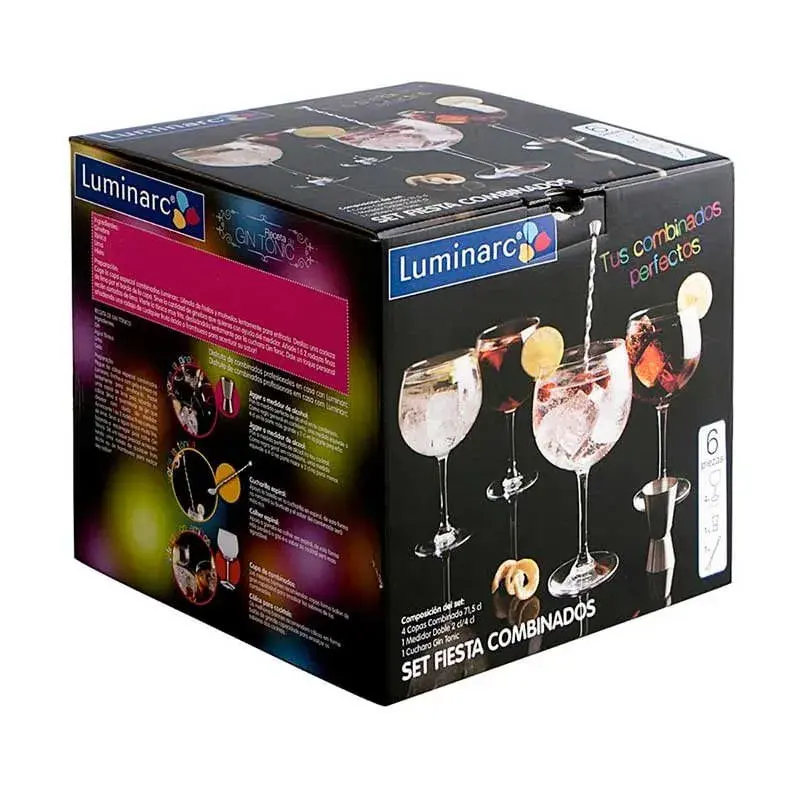 Set de 4 copas Fiesta Luminarc con cuchara mezcladora+medidor 71,5cl