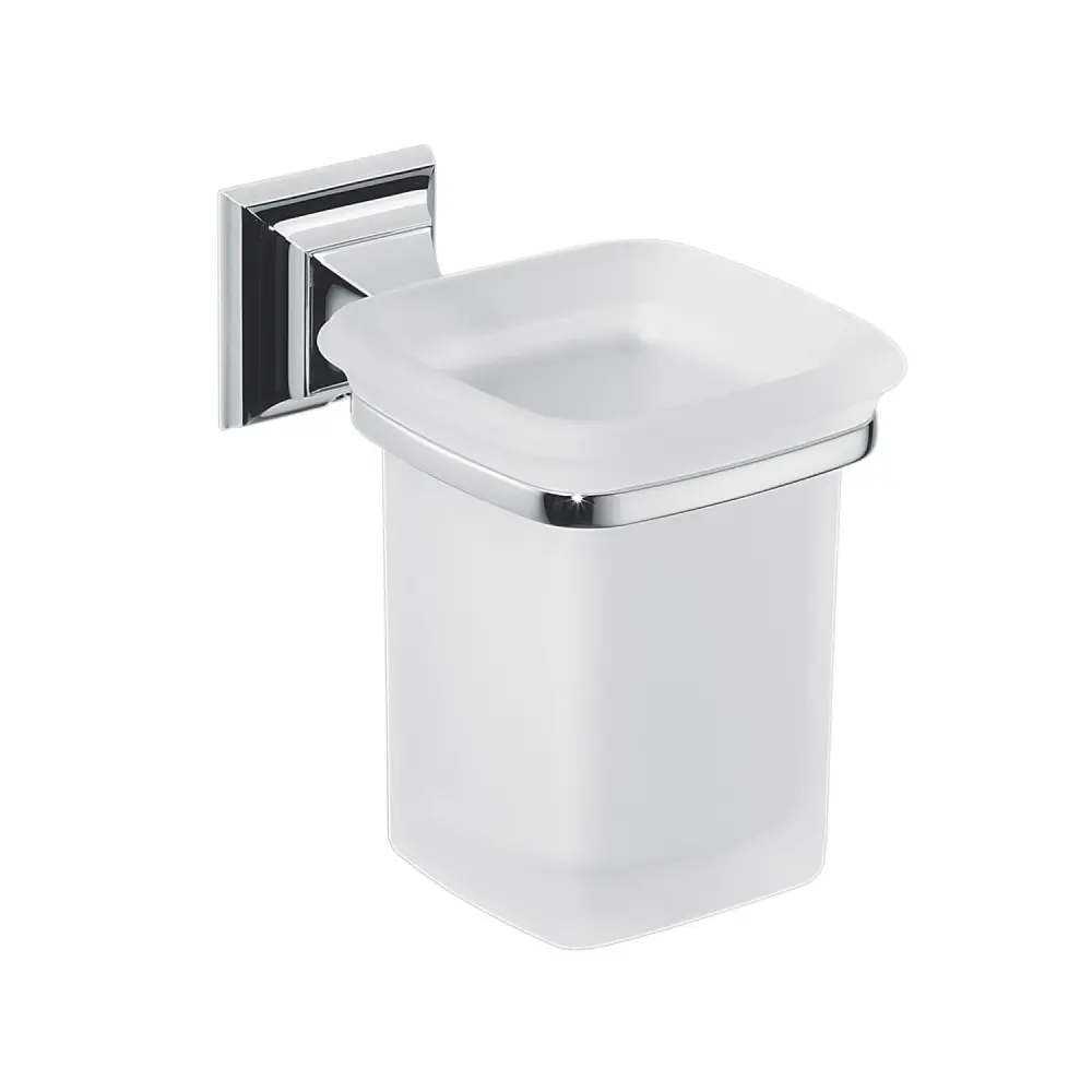Porta bicchiere ottone cromato e vetro acidato collezione Portofino di Colombo Design