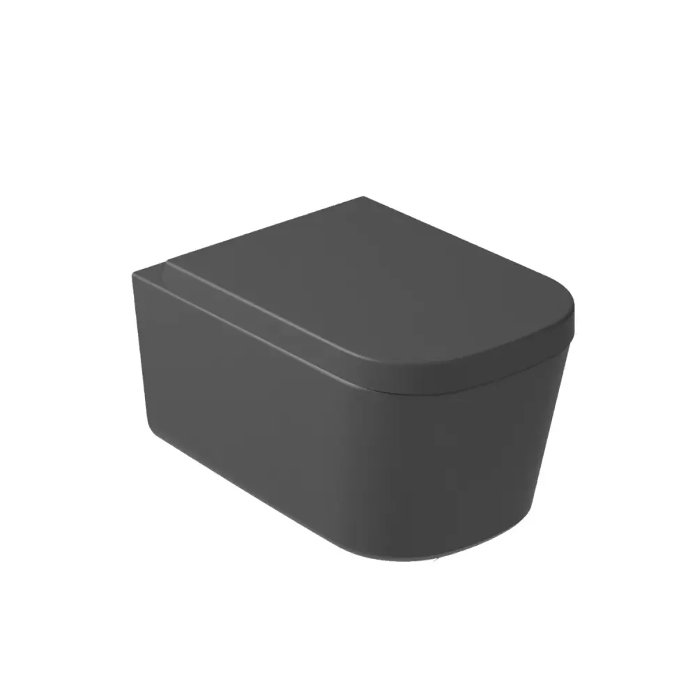 Vaso Sospeso 55x35 cm serie MEG11PRO de Cerámica Galassia con asiento envolvente cierre delicado - Negro Mate