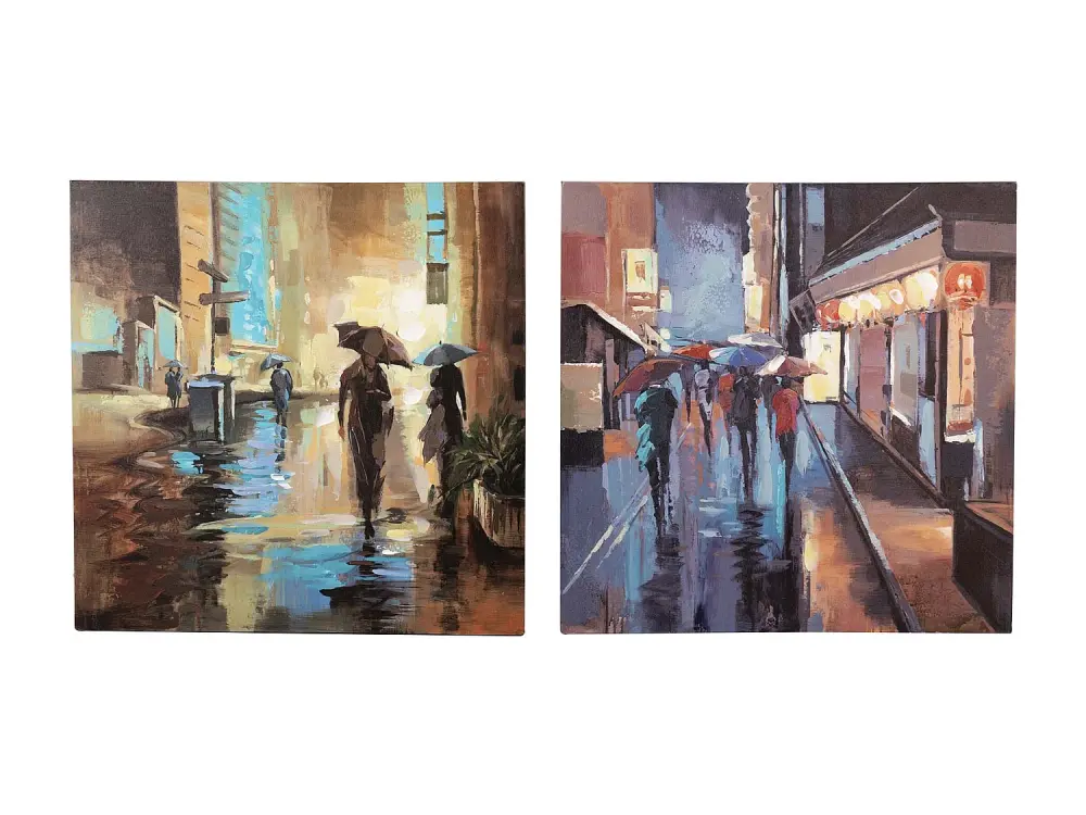Set 2 Lienzos Boulevard 40% Pintado Mano 60x3x60cm