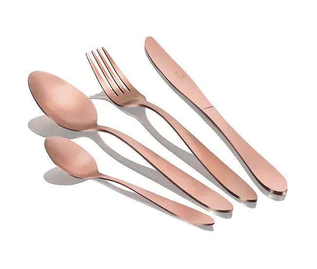 Berlinger Haus Rose Gold Tela suave Cuberterí Dorada Mate 24 Piezas Acero Inoxidable, Juego Cubiertos 6 Personas, Acabado...