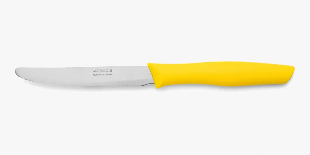 Cuchillo Mesa Color Amarillo Con Sierra Serie Nova 110 mm