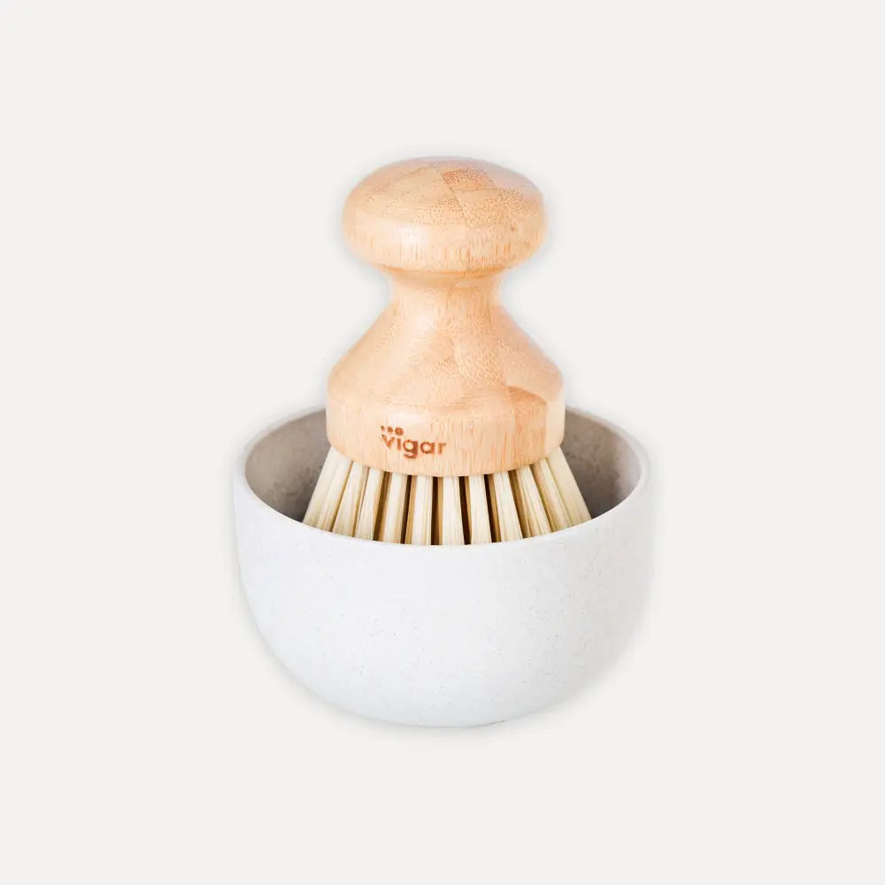 Set cepillo de bambú con soporte sostenible
