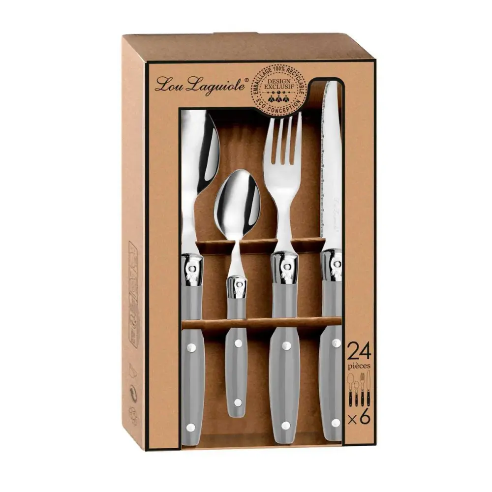 Set de 24 cubiertos Comptoir Lou Laguiole 6 servicios acero inox