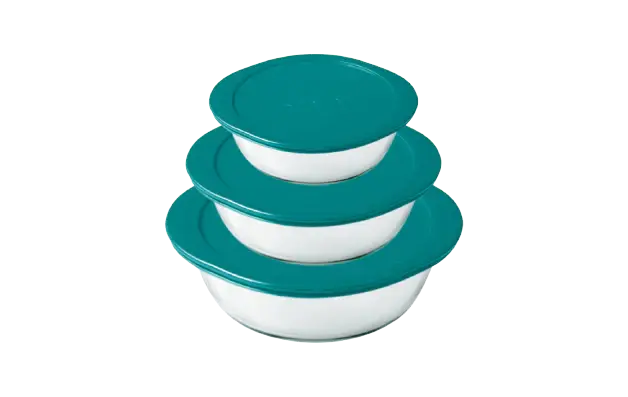 Set di 3 piatti rotondi vetro con coperchio - Cook & Store