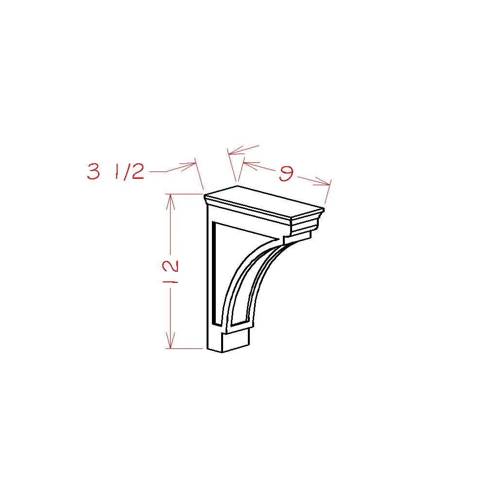 Shaker Grey Actual Corbel - 3-1/2"W x 12"H x 9"D