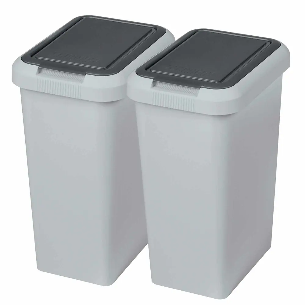 Wellhome set de 2 cubos de basura gris de 25l - touch & lift con Sistema de Apertura Suave