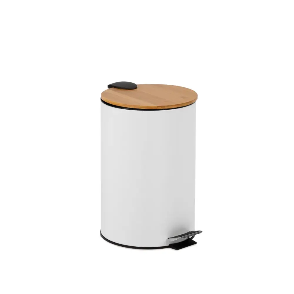 Cubo de basura para cocina de acero blanco nórdico