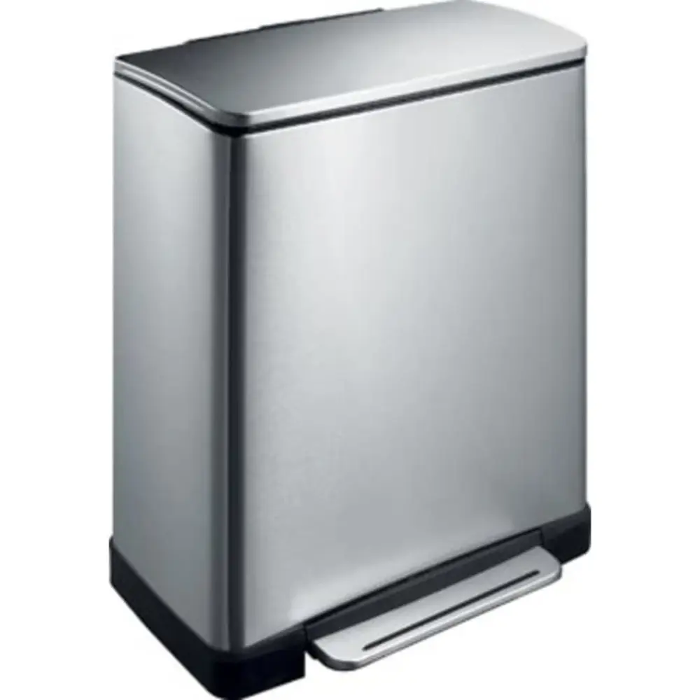 Eko cubo de basura de pedal e-cube 28+18 l plateado mate con Sistema de Apertura Suave
