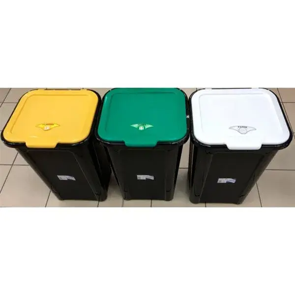 Gran Capacidad Set 3 cubos de basura Tontarelli Coverline 44L negro