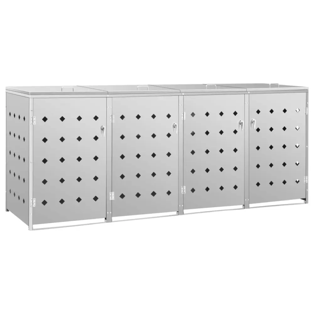 Gran Capacidad vidaXL cobertizo contenedor de basura cuádruple acero inoxidable 240l