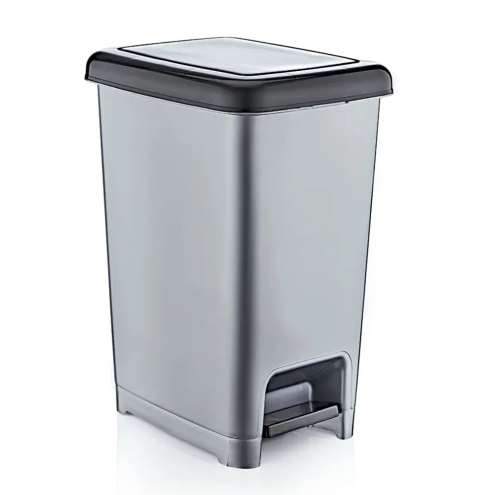 Wellhome papelera gris/negro con pedal de acero de 22,5x31x39 cm