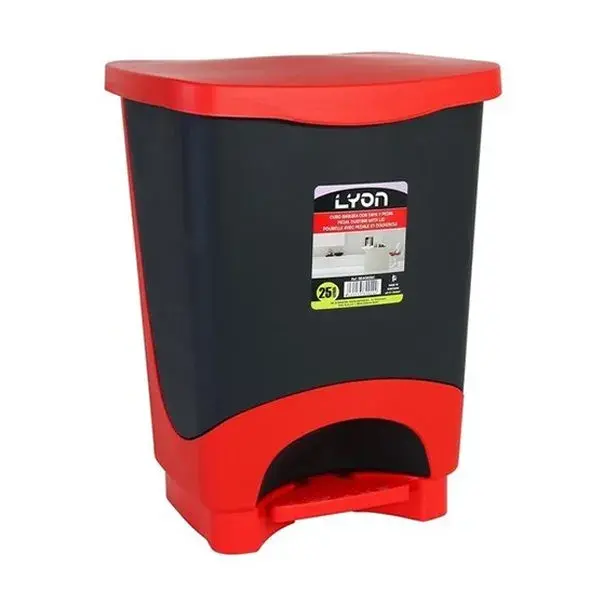 Cubo de basura Lyon c/tapa y pedal 25L rojo en Color Gris Antracita
