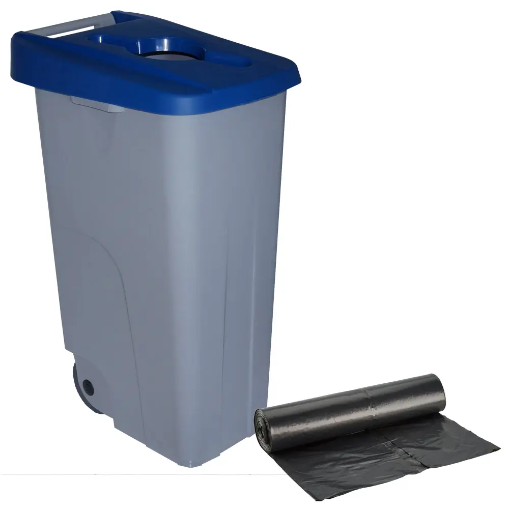 Cubo de Separación Well home contenedor abierto 110l azul h.88cm+10 bolsas de basura 120l