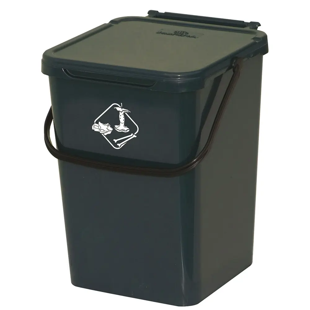 Arplast cubo en polipropileno de 10l, verde de 225x240x300 mm con Tapa de Apertura Suave