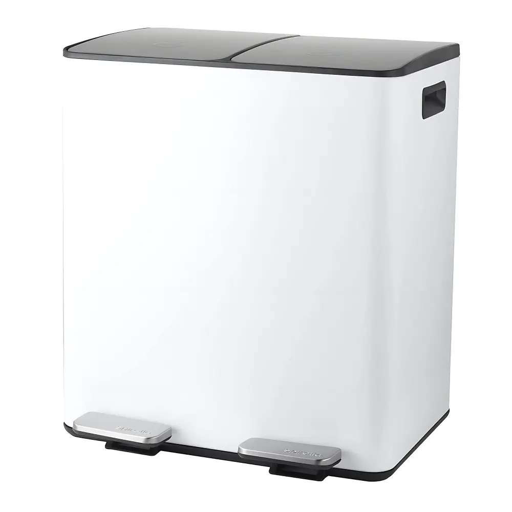 Cubo de Reciclaje Spirella cubo de basura blanco, 40l con pedal retractil y 2 cubos - aliya