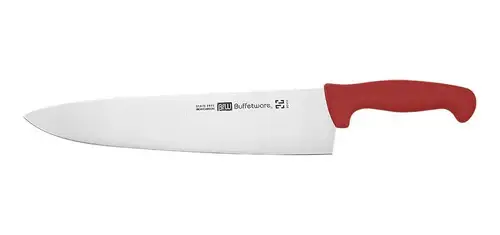 Cuchillo Chef profesional 12" rojo BUFFETWARE #24904 con Protector de Dedos