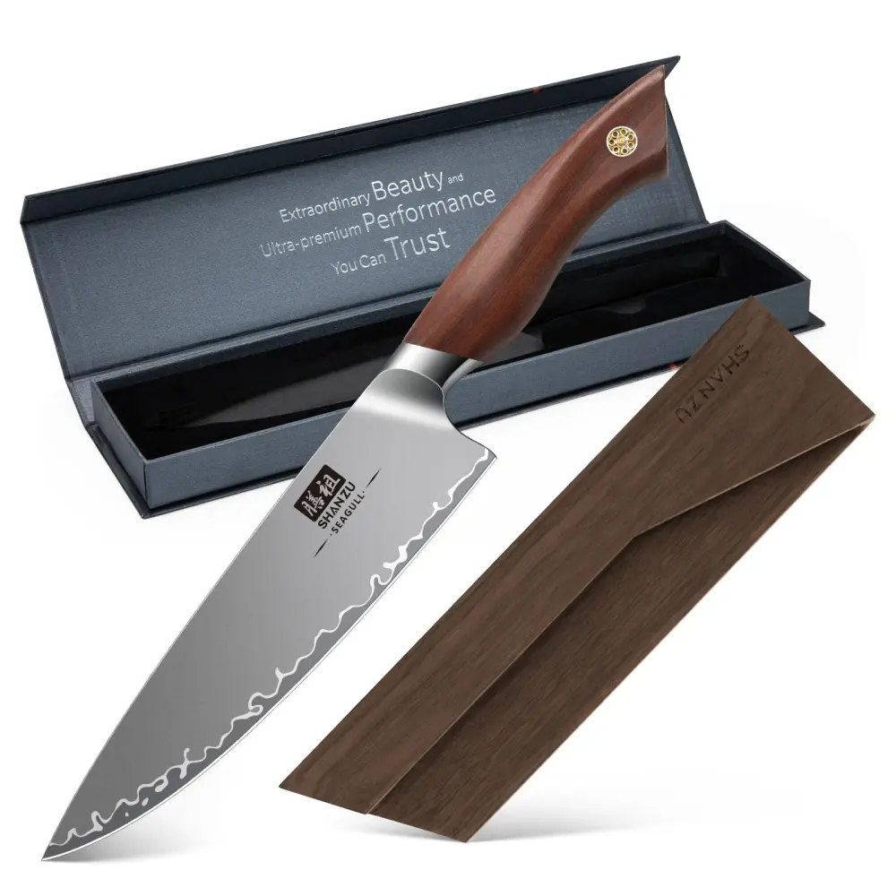 Serie SeaGull | Cuchillo de chef S35VN 8" + Soporte magnético para cuchillos para Carnicerí