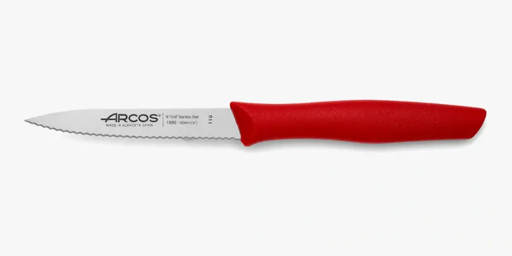 Nova Series 100 mm Serrated Red Colour Paring Knife para Pescaderí