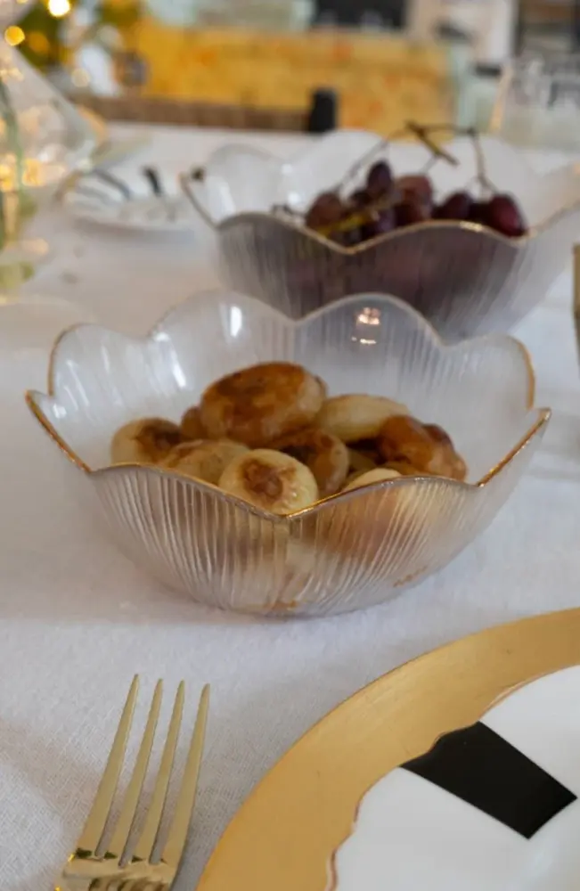 Cuenco De Cristal Con Borde Dorado Mediano para Decorar Pasteles