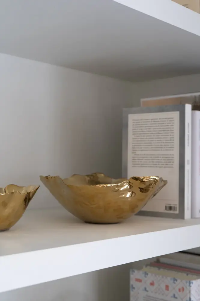 Cuenco Dorado Amplio Con Diseño Irregular para Decorar Pasteles