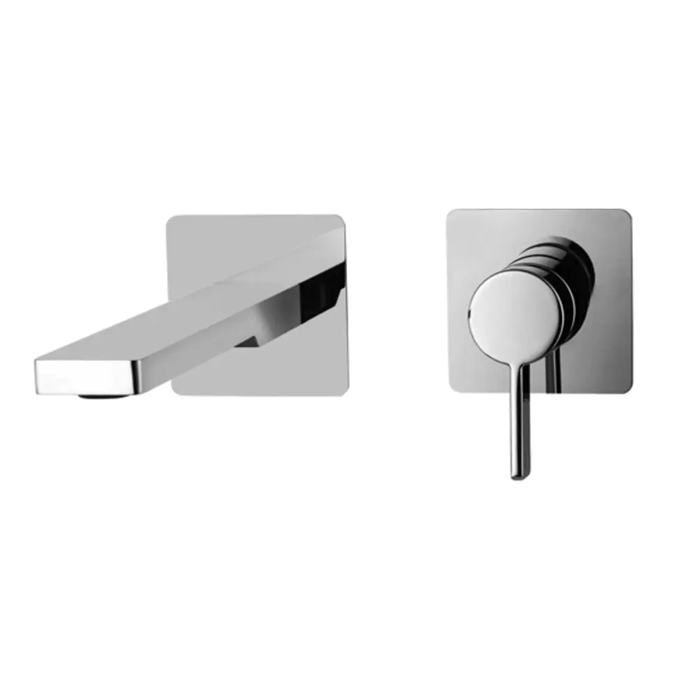 Mezclador empotrado para lavabo Paffoni Rock con placas 70x70 mm, pico y aireador (Set Profesional)