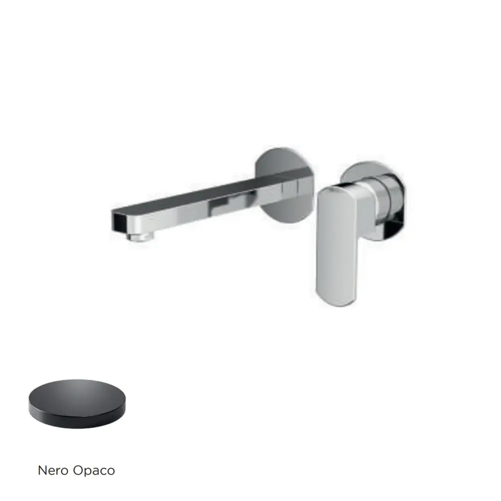 Mezclador monomando lavabo mural RubiFlux serie Dema caño 25 cm - Negro Opaco con Recubrimiento de Cerámica