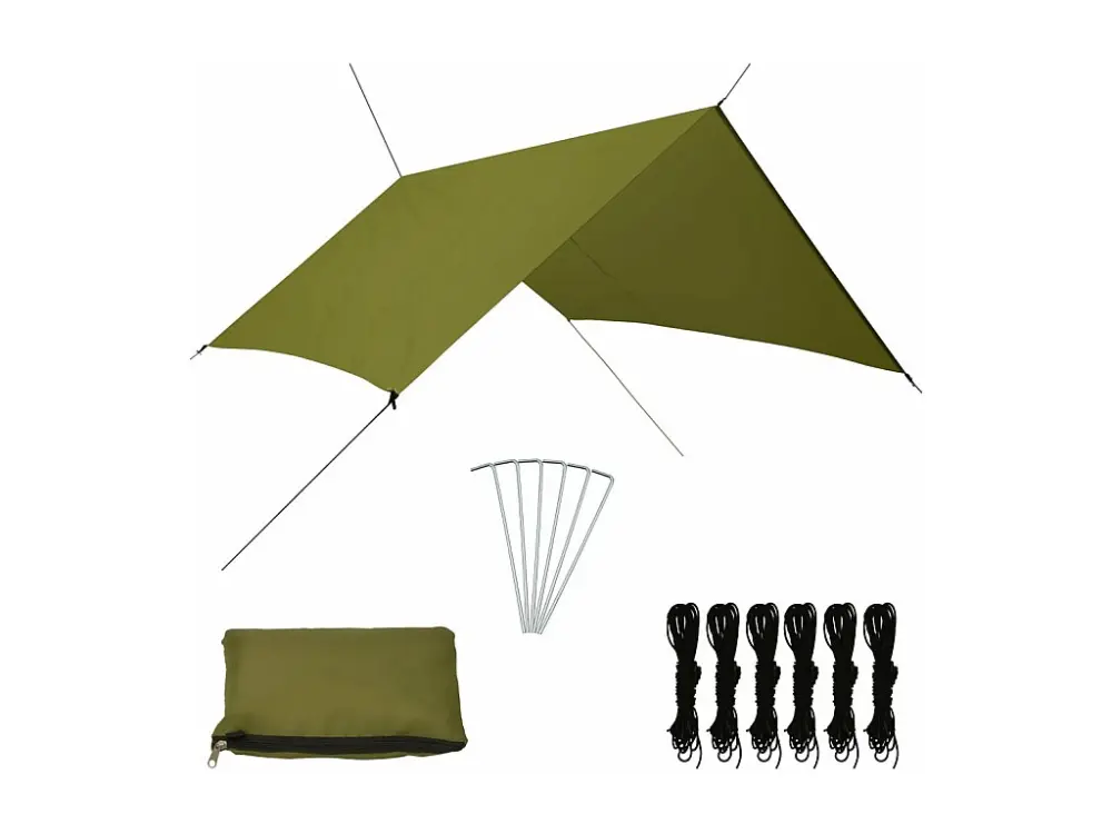 Lona de Camping Multiusos, Impermeable, Verde, 300x285 cm