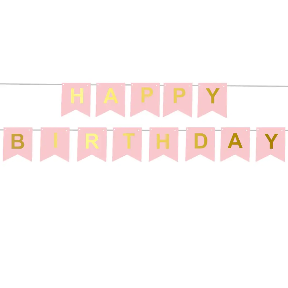 Acento Decorativo Banner de cumpleaños rosa feliz cumpleaños