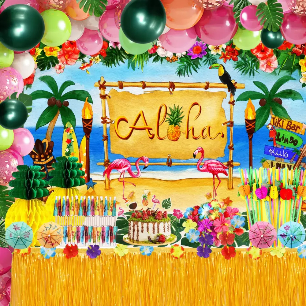 Tropical Luau - Paquete de decoración de fiesta hawaiana (Resistente)